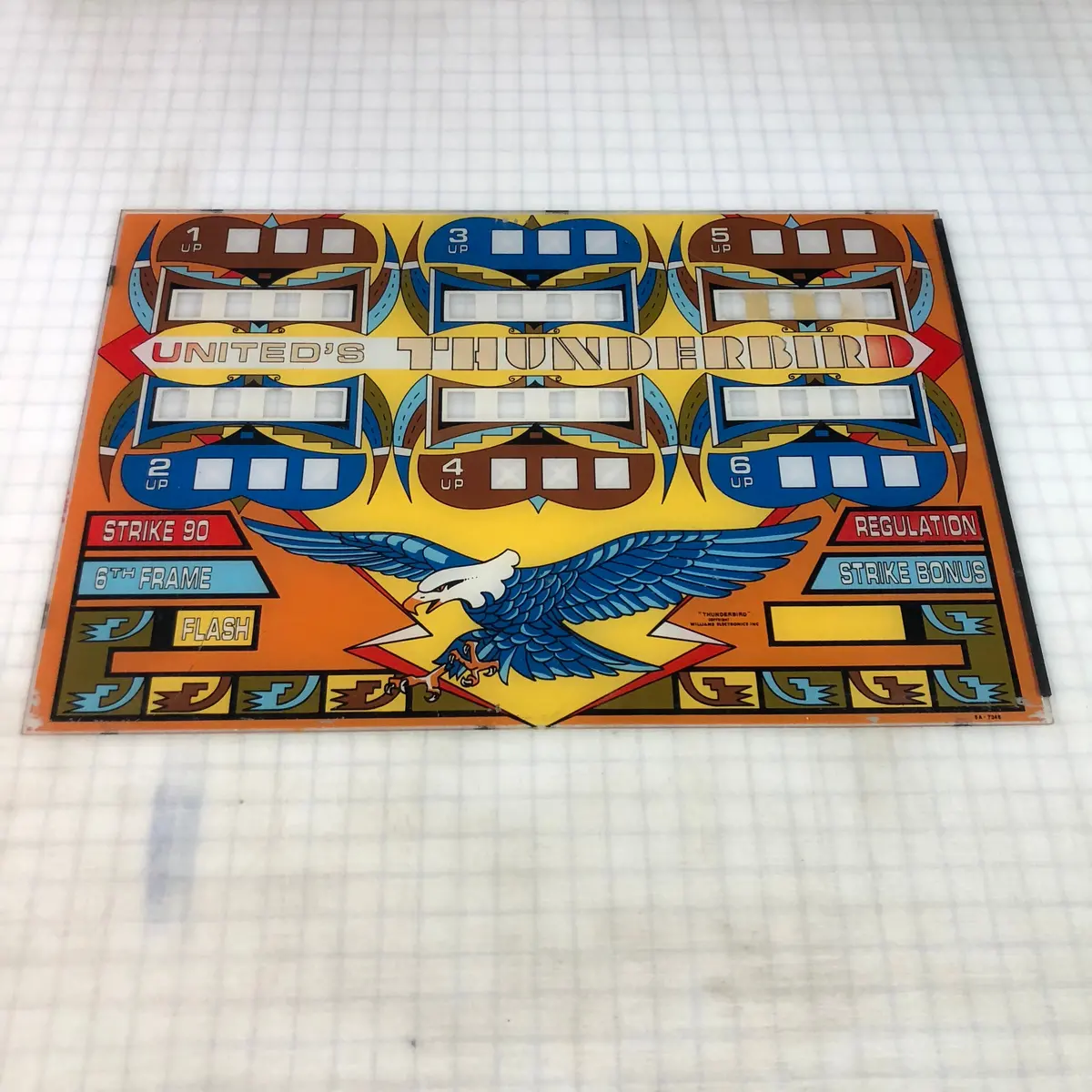 Vintage - Thunderbird Bowler Back Glass Arcade Bezel 1