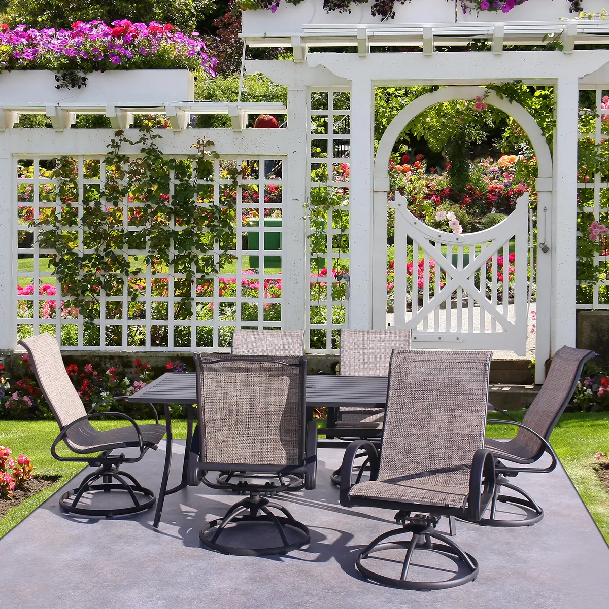 Dublin Brown Sling Patio Dining Sets 3