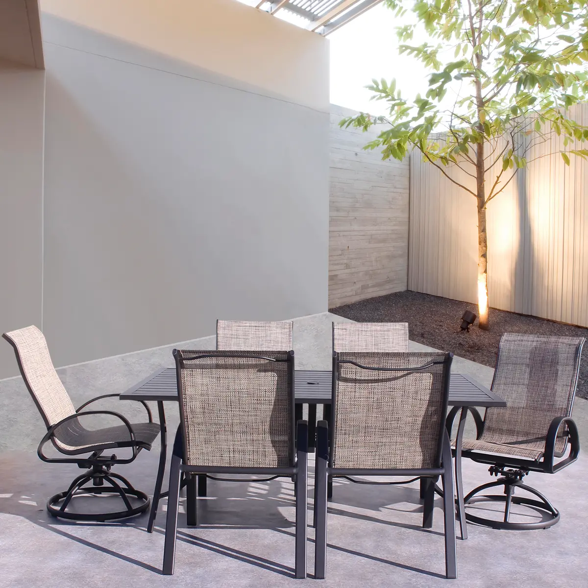 Dublin Brown Sling Patio Dining Sets 5