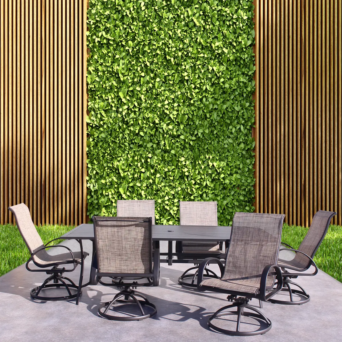 Dublin Brown Sling Patio Dining Sets 6