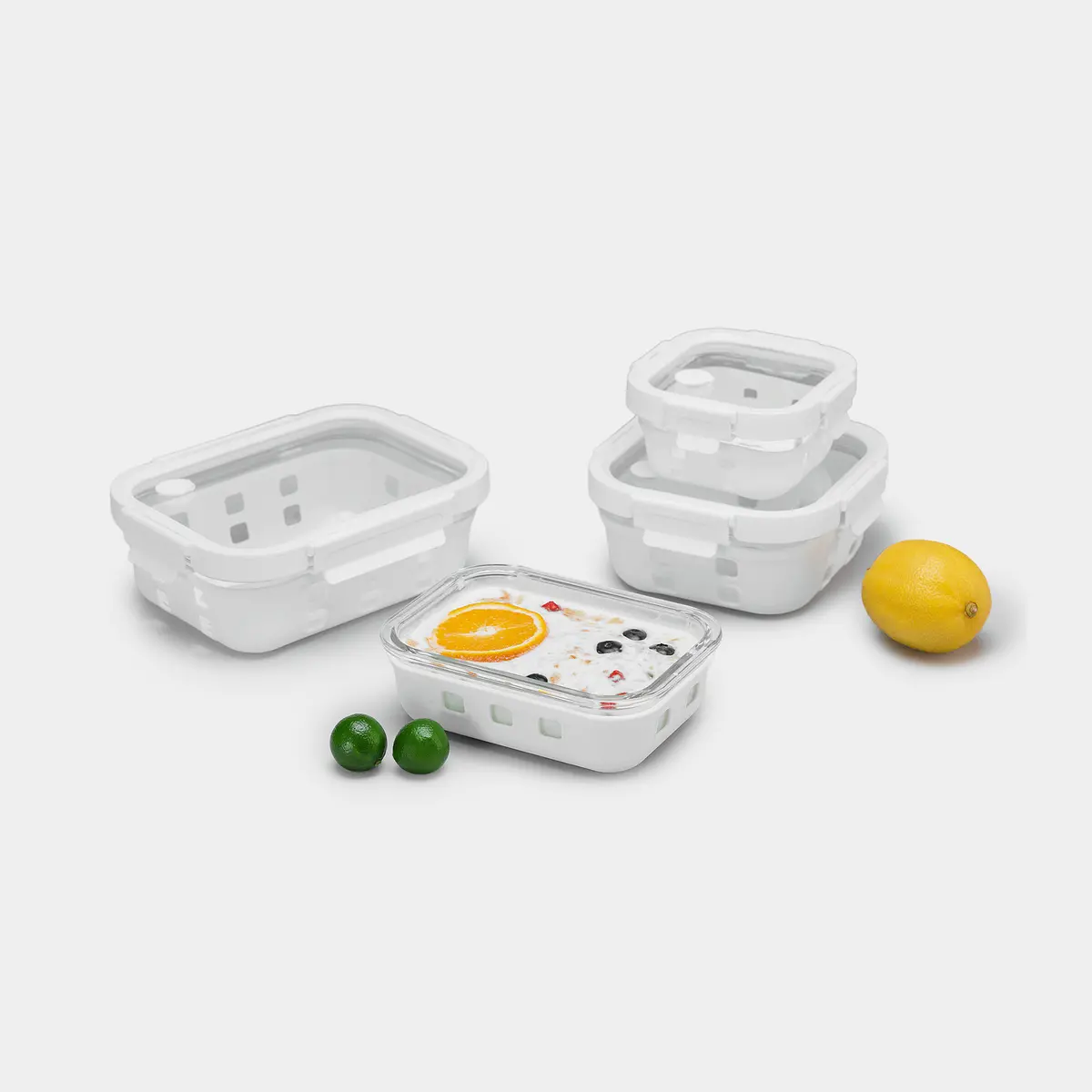 Genicook Glass Container W/ Silicone Wrap Set 1