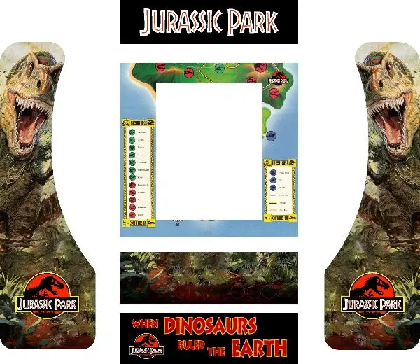 Jurassic Park Arcade1up Partycade Decal Kit 1