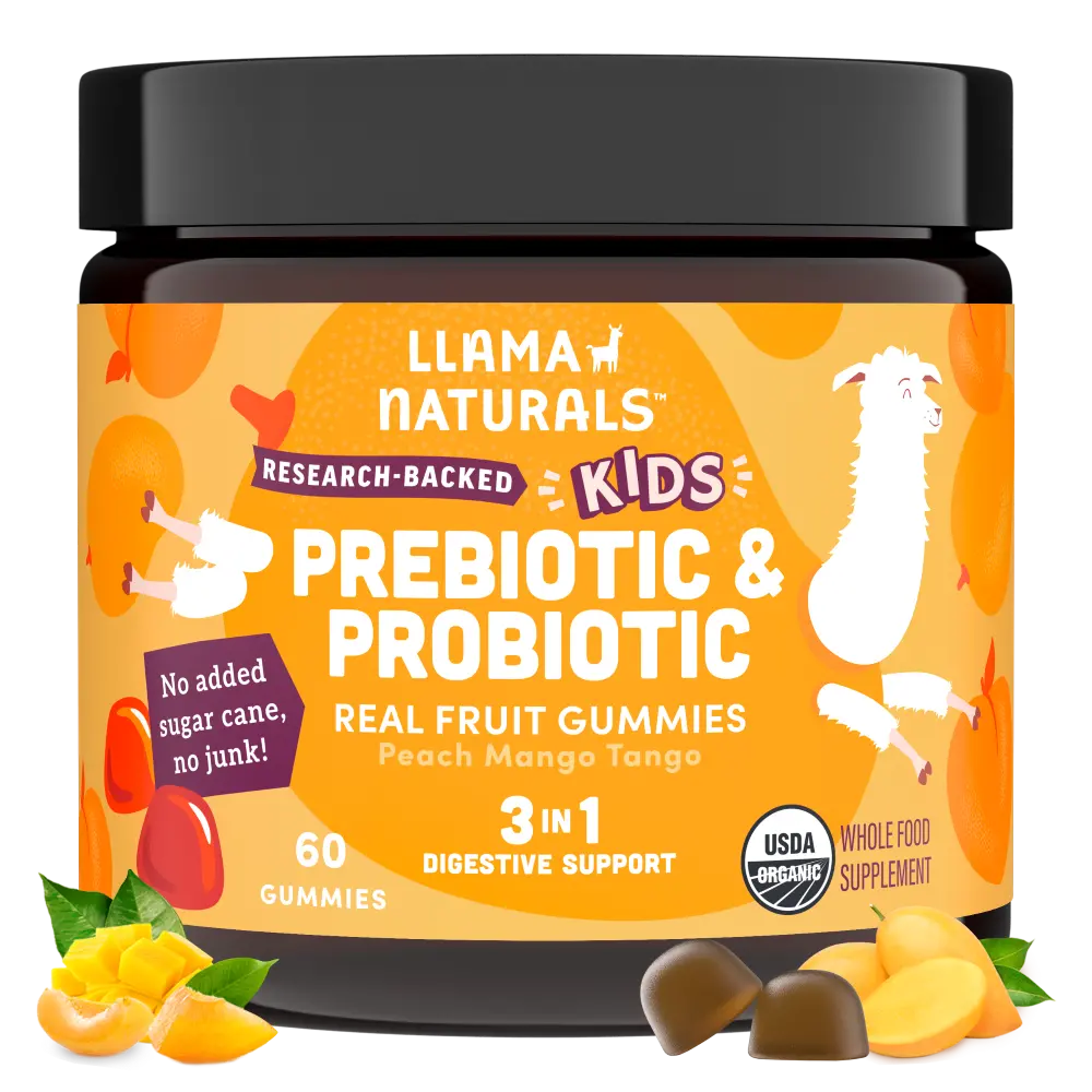 Llama Naturals Kids Prebiotic & Probiotic Gummies, Peach Mango (60 Ct) 1
