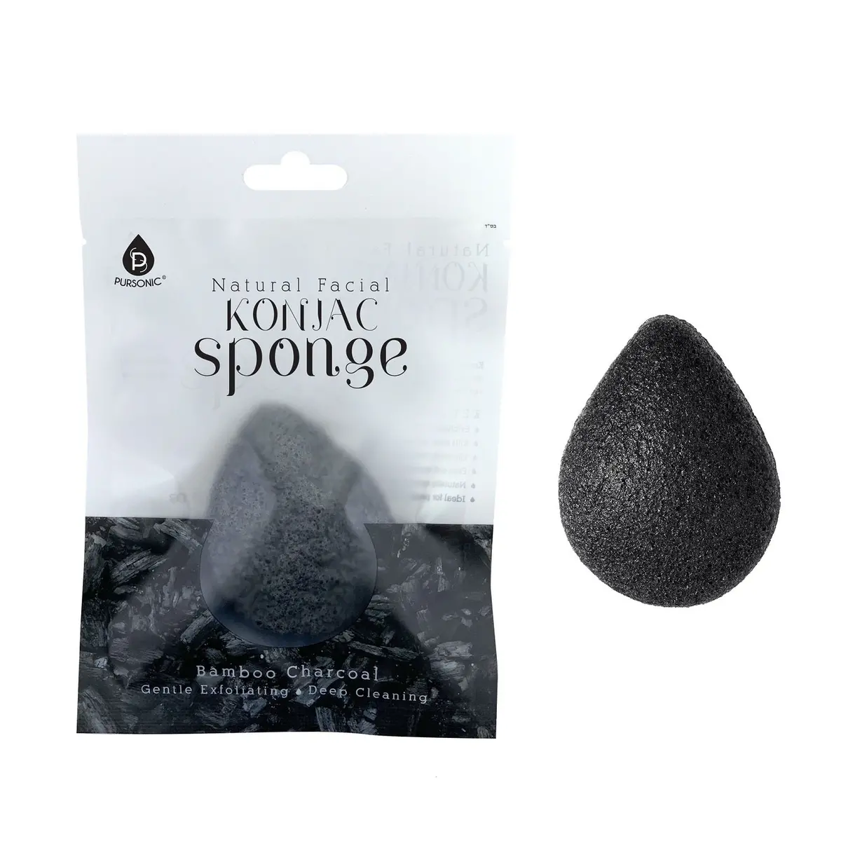 Pursonic Natural Bamboo Charcoal Konjac Sponge 1
