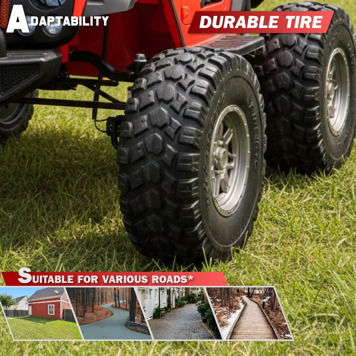 Lifted Monster Jeep 12V 2 Seater Classic Ride On Car With Remote Control, Leather Seat And Eva Tires 6