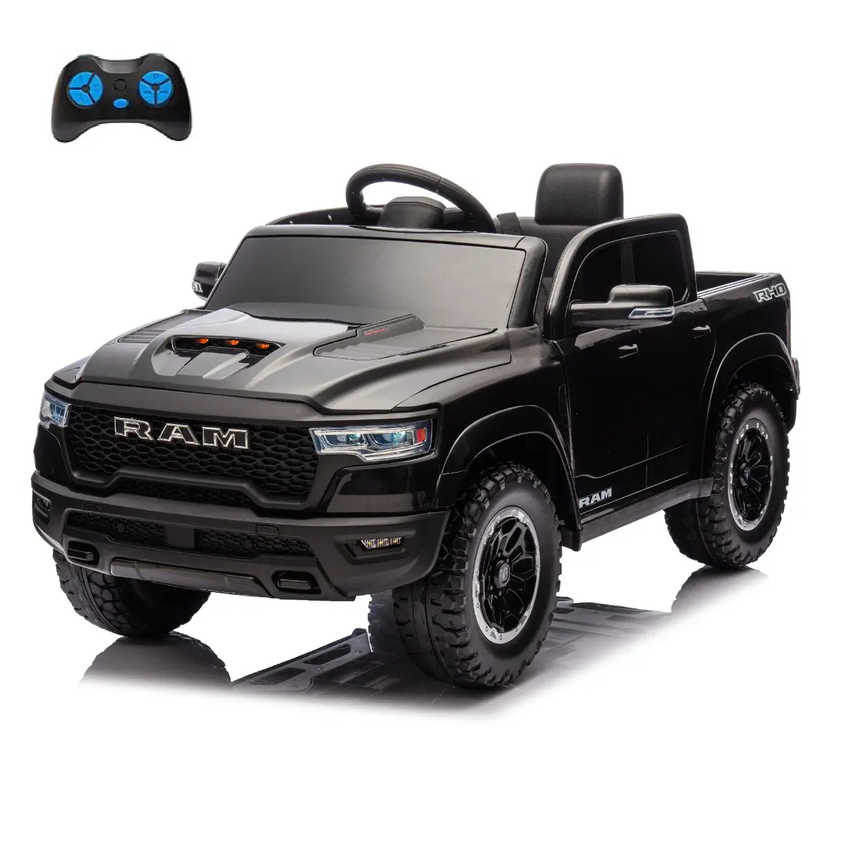Licensed Ram 1500 12V Ride-On Truck For Kids Ages 3+, Electric Vehicle With Parent Remote Control, Dual Speed, Suspension, Led Lights, Mp3, Cargo Storage 2