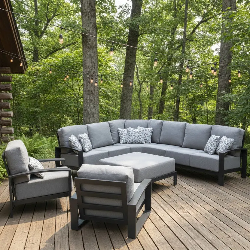 Saddlebrook Cushioned Patio Sectional Deep Seating Sets 1