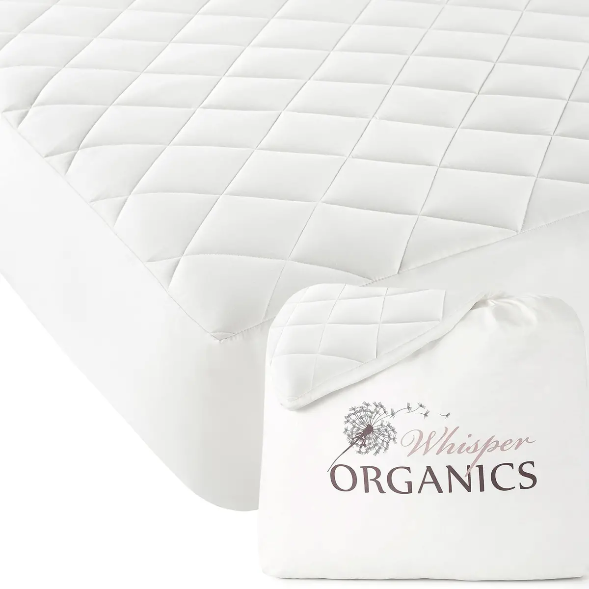 Whisper Organics Luxury Organic Cotton Quilted Mattress Pad Protector 1