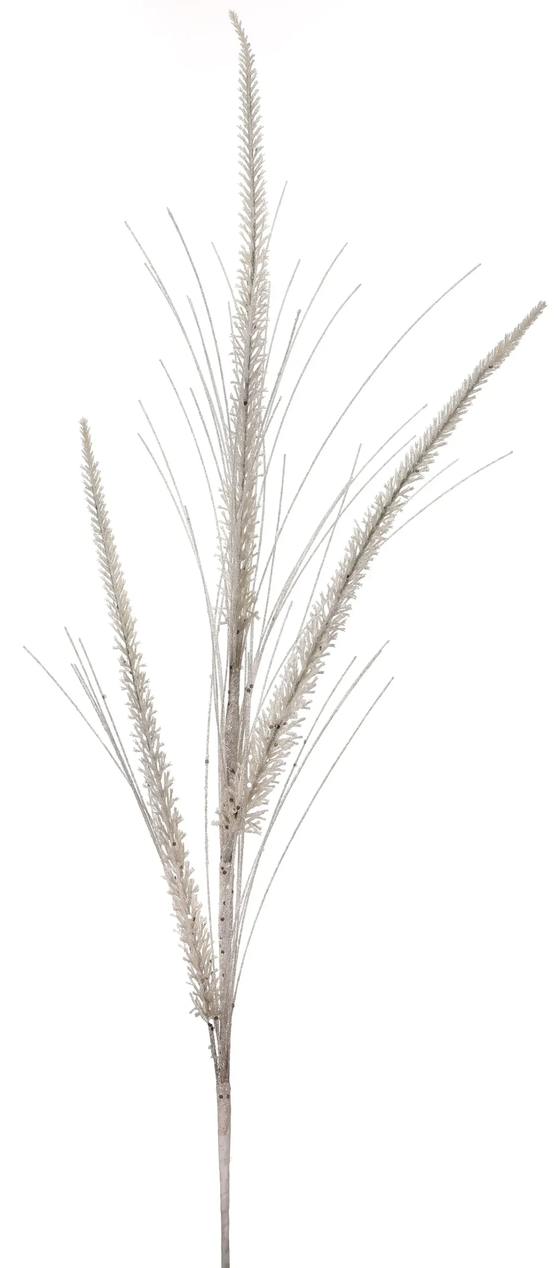 34" White Glitter Mica Triple Spike Grass Spray 1