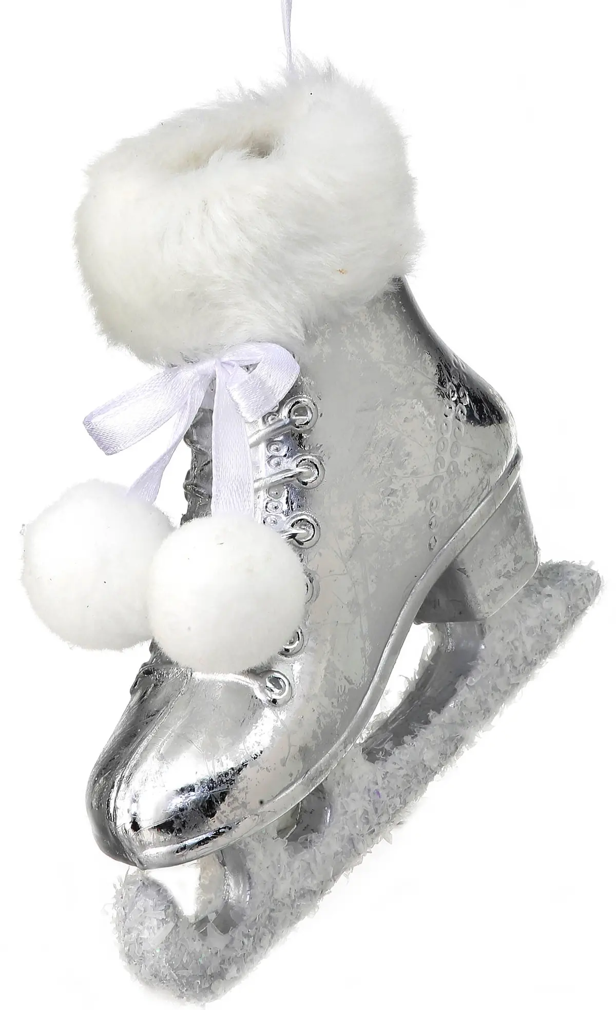 4.5" Plastic Skate Ornament With Fur & Pom Poms 1