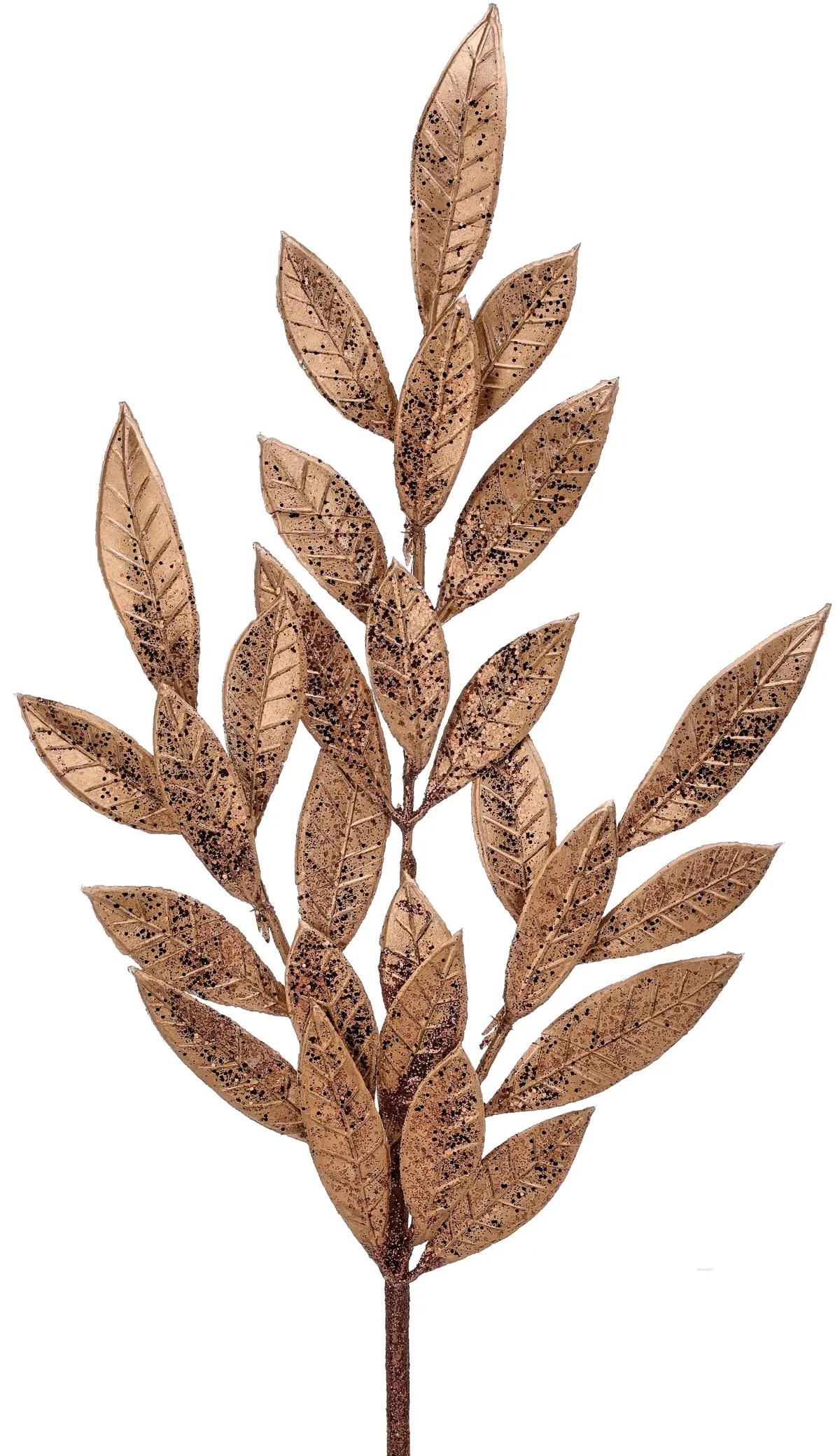 25" Copper Glitter & Mica Laurel Leaf Pick Spray 1