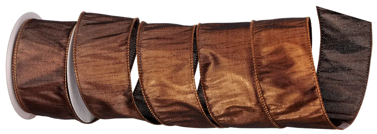10 Yards Of Metallic Copper Dupion Ribbon 1