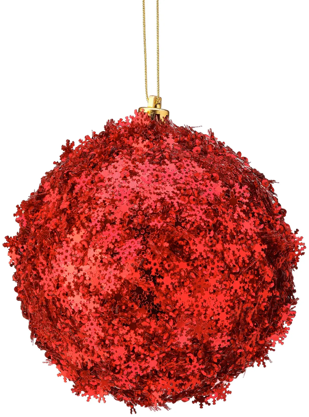 4" Metallic Red Snowflake Sequin Ball Ornament 1
