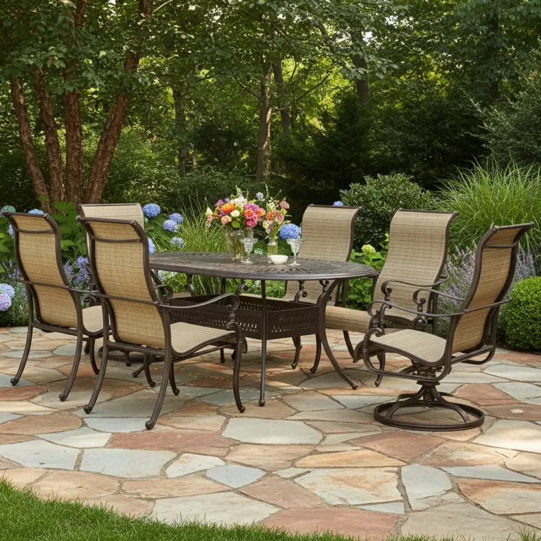 Madison Cast Aluminum Sling Patio Dining Sets 1