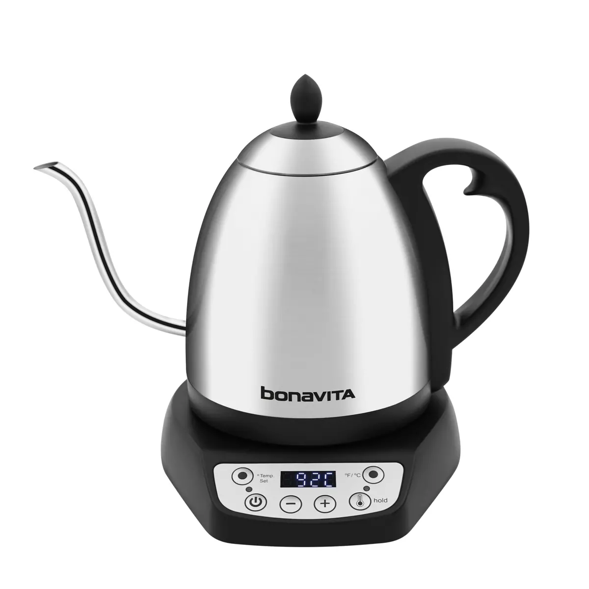 Bonavita Classic 1.0L Gooseneck Precision Temperature Electric Kettle| Coffee Brew And Tea, 1200 Watt, Led Panel, Stainless Steel 1