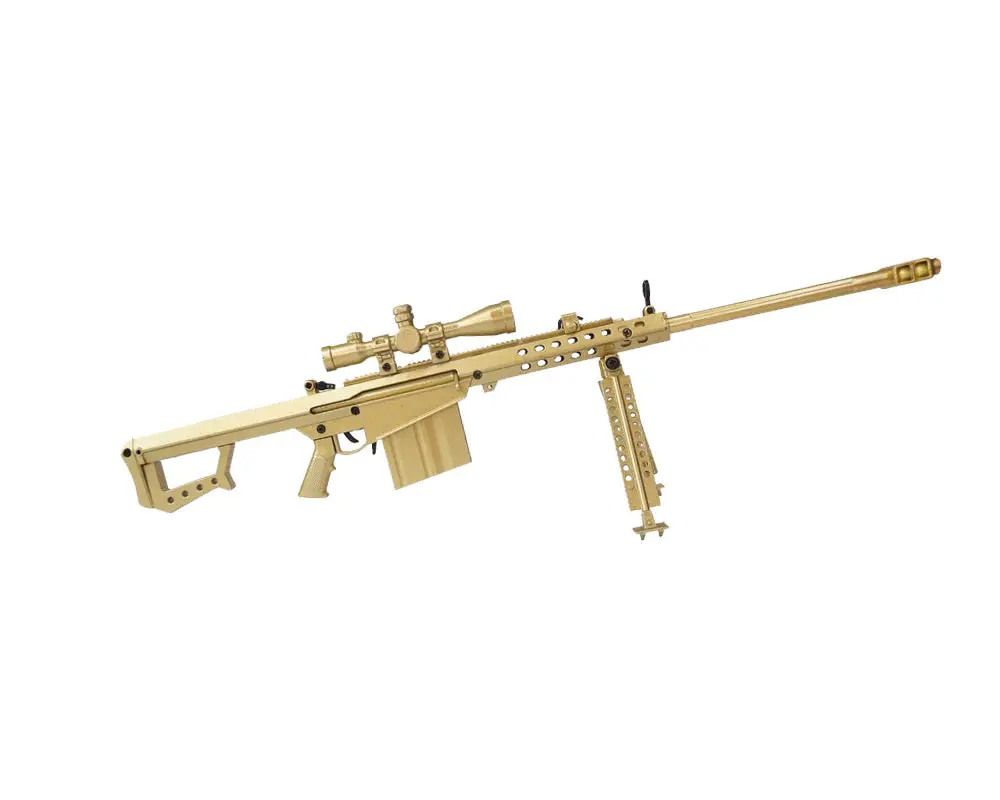 Miniature 1:3 Scale Model Mini .50Cal Barrett Modal 82A1 Diecast Metal Building Kit - Gold 1