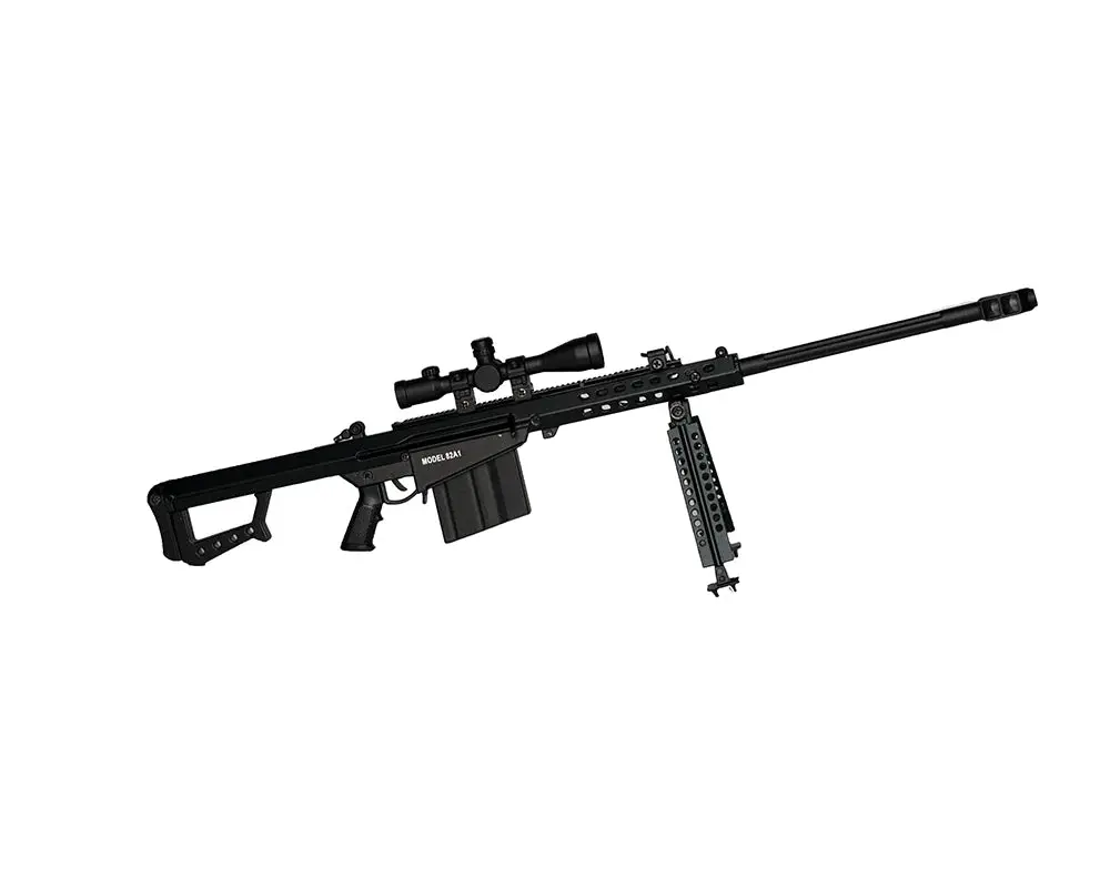 Miniature 1:3 Scale Model Mini .50Cal Barrett Modal 82A1 Diecast Metal Building Kit - Black 1