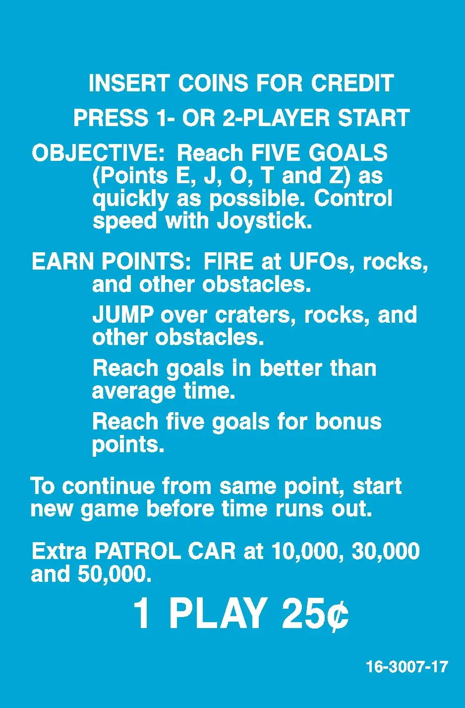 Moon Patrol Instruction Decal 1