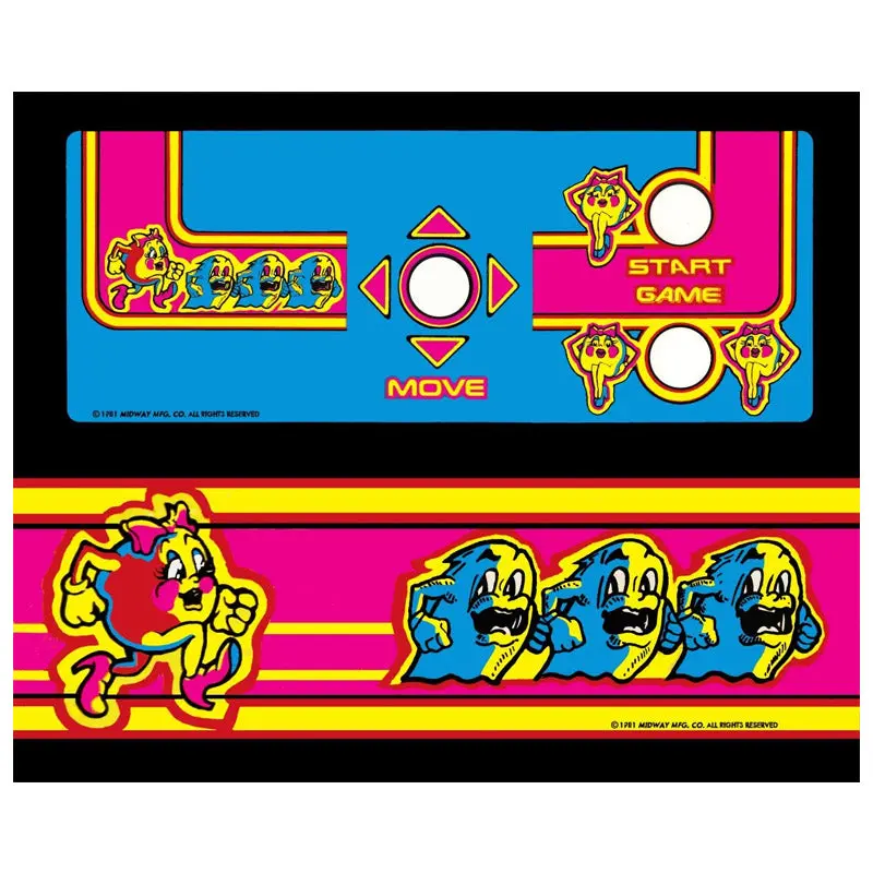 Ms Pac-Man Mini Cabaret Control Panel Overlay - Cpo 1