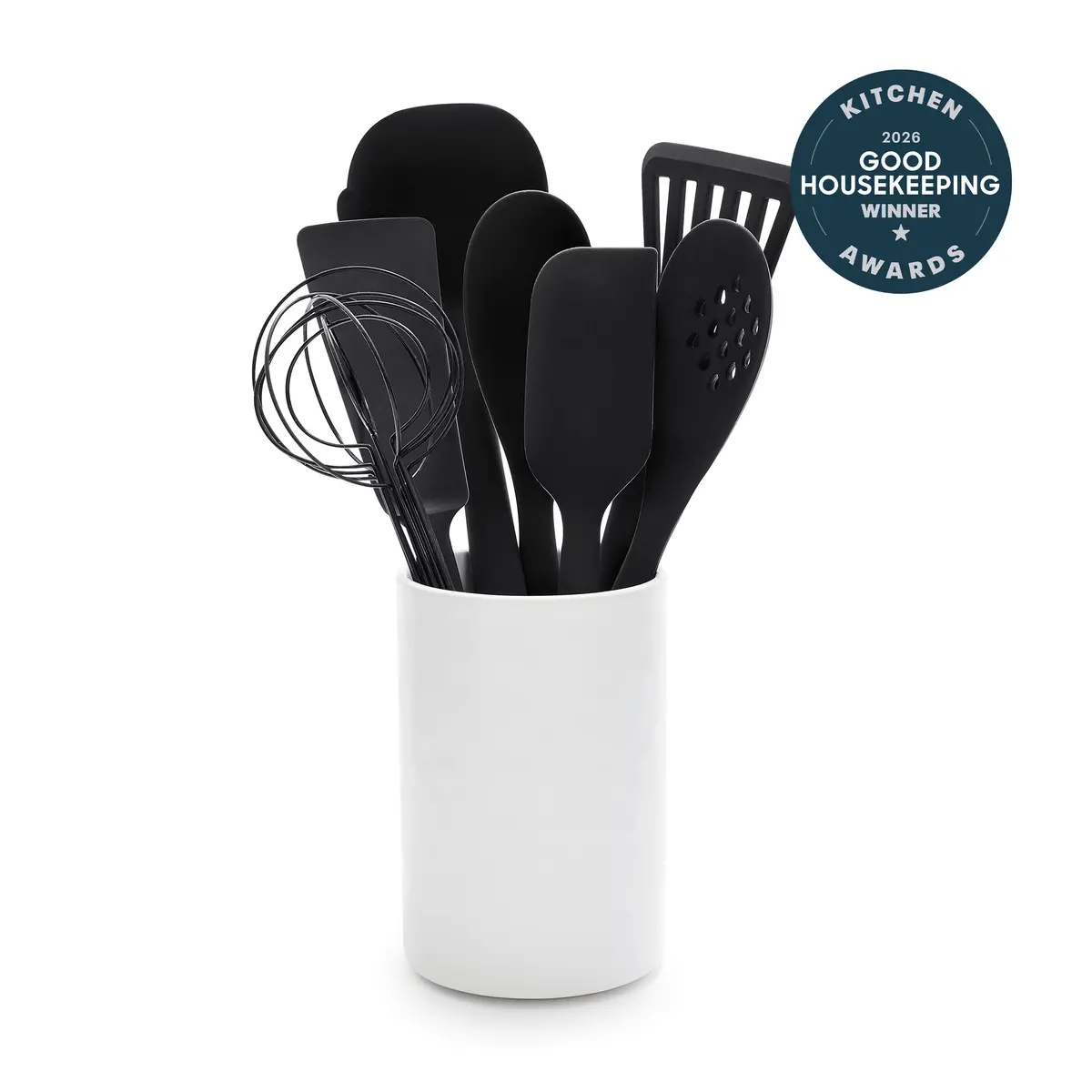 Premiere Silicone 8-Piece Utensil And Crock Set | Black 1