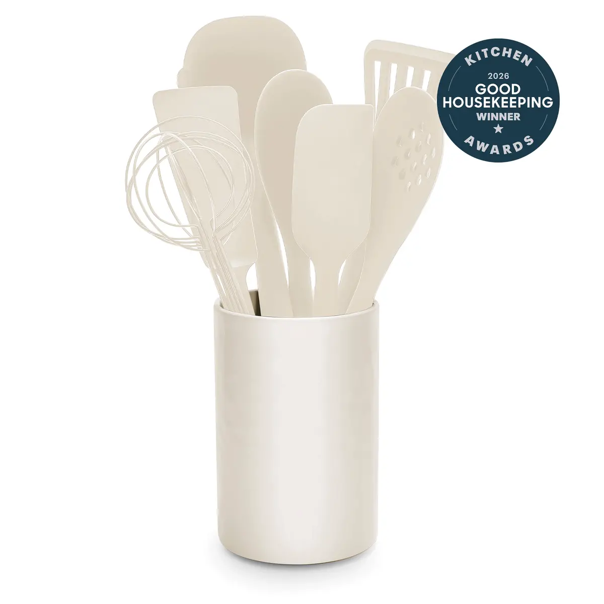 Premiere Silicone 8-Piece Utensil And Crock Set | Bisque 1