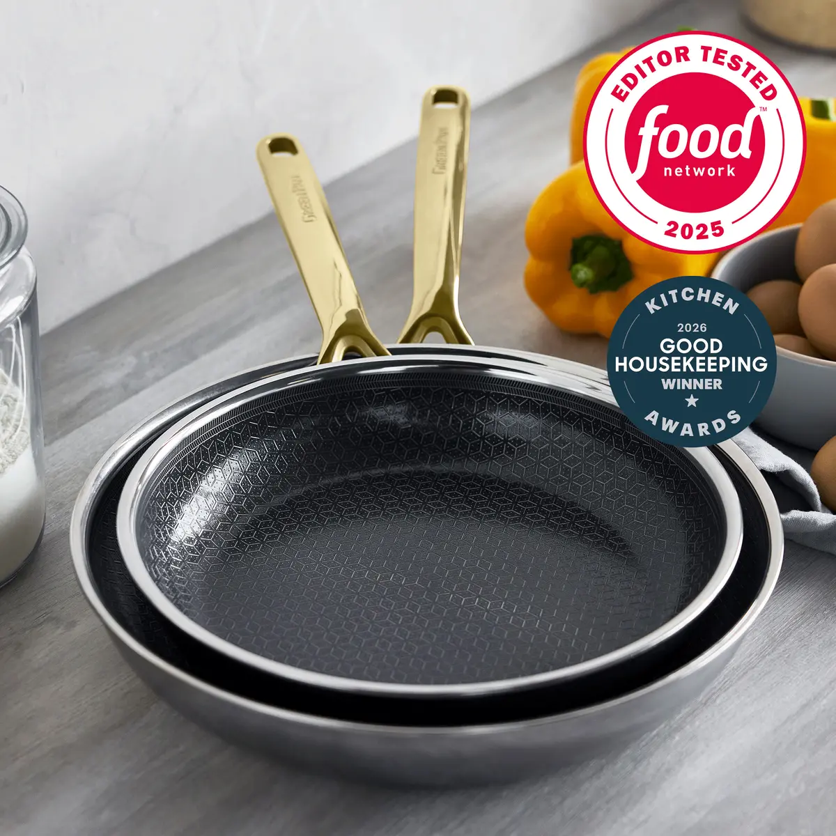 Spectra Gold Thermobond Hybrid Ceramic Nonstick 10" And 12" Frypan Set 2