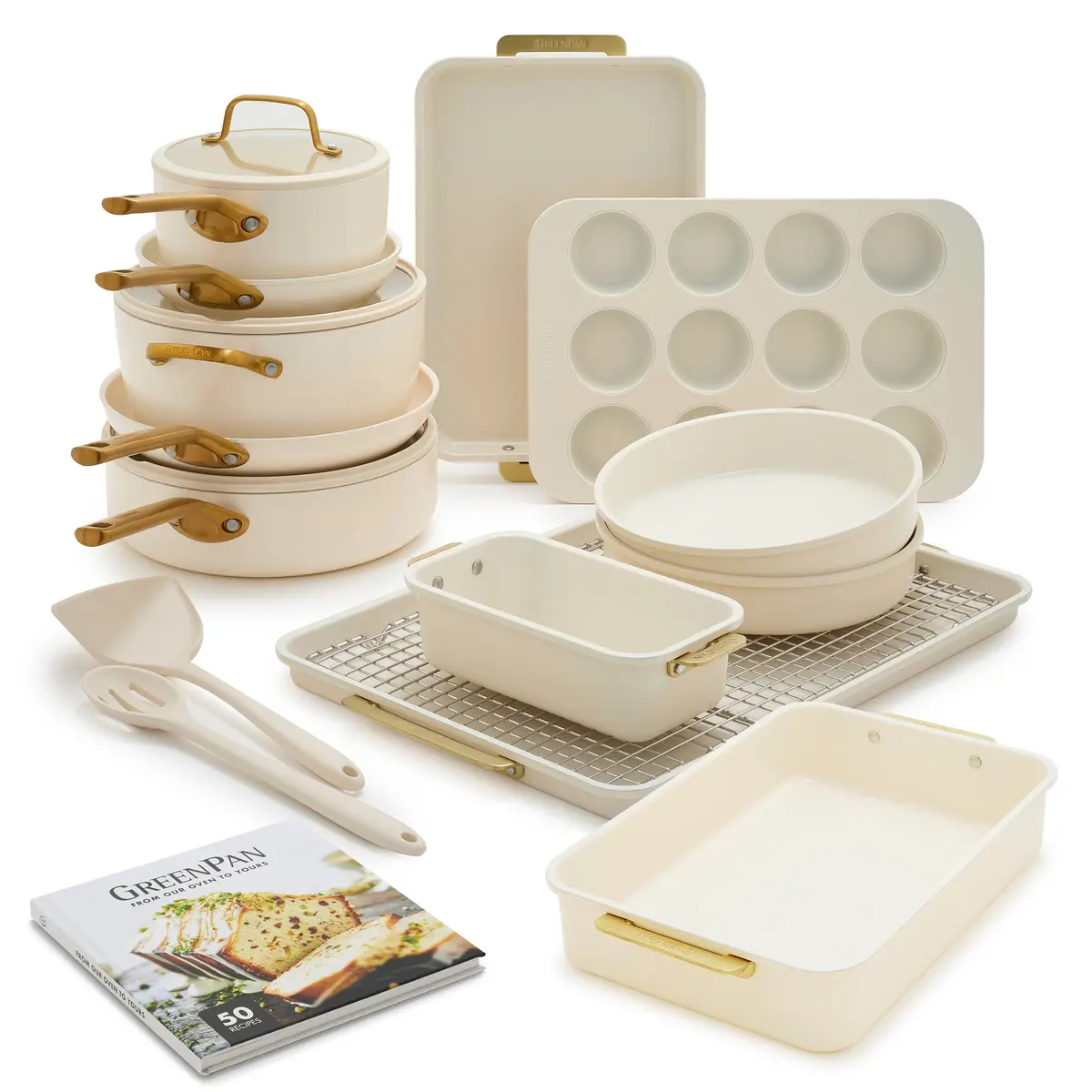 Reserve Pro 18-Piece Cookware & Bakeware Set | Cream 1
