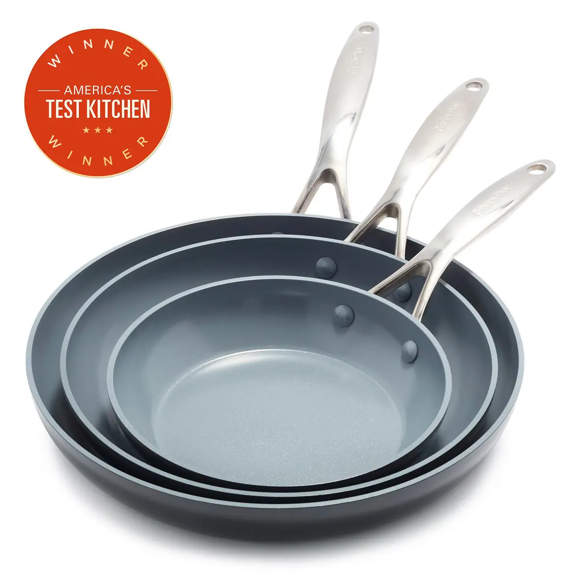 Valencia Pro Ceramic Nonstick 8", 9.5", And 11" Frypan Set | Gray 1