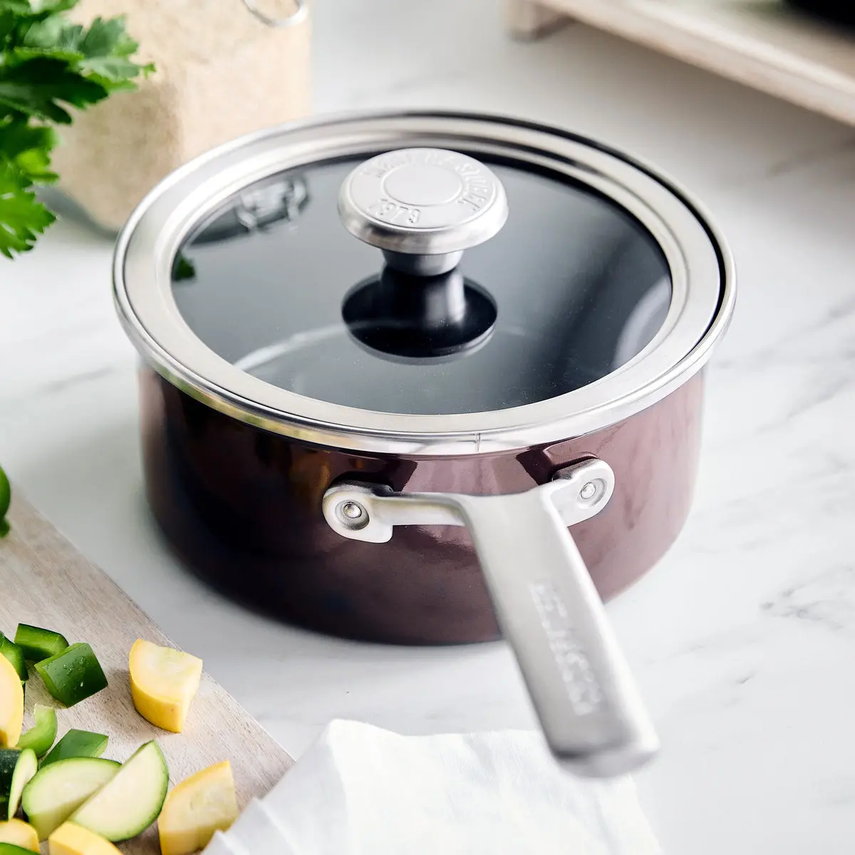 Merten & Storck Steel Core Enameled 2-Quart Saucepan With Lid | Chocolate Truffle 2