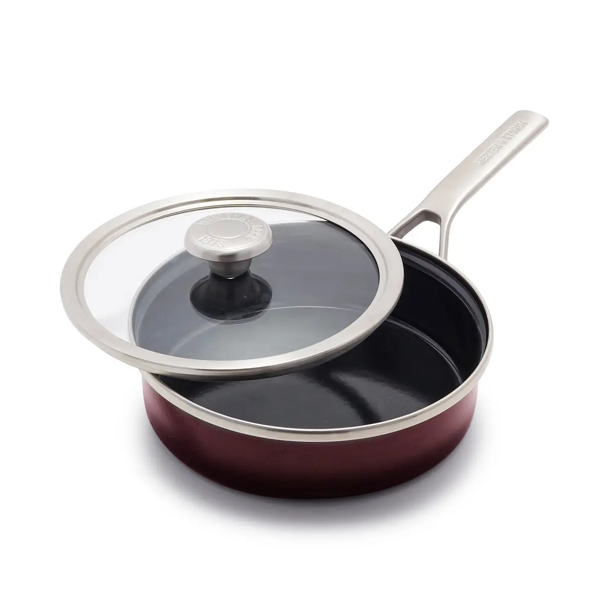 Merten & Storck Steel Core Enameled 2-Quart Sauté Pan With Lid | Chocolate Truffle 1