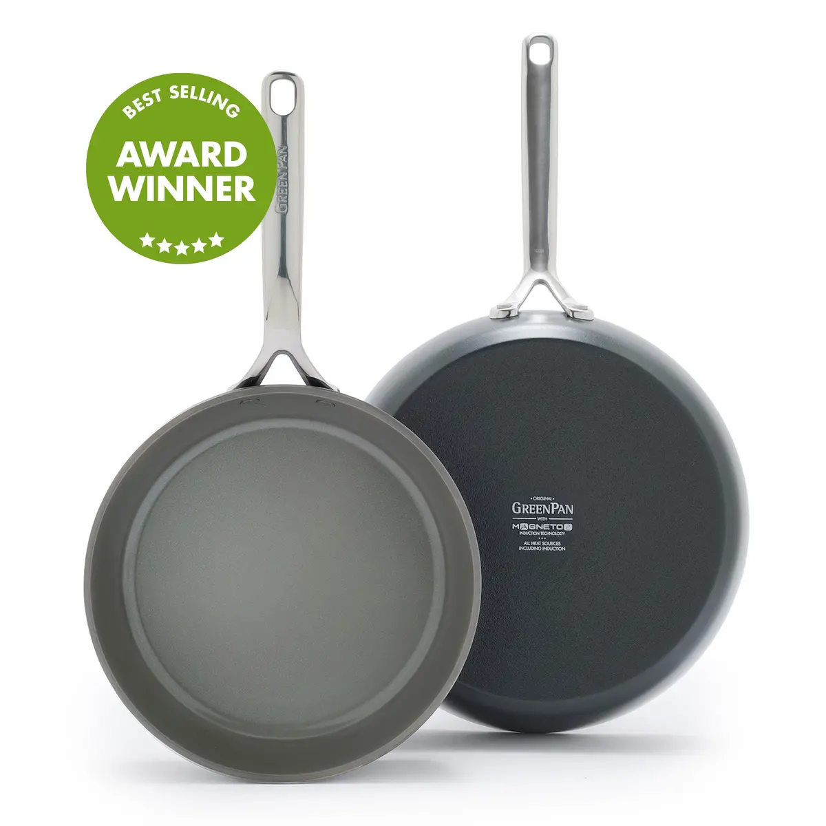 Gp5 Colors Ceramic Nonstick 9.5" And 11" Frypan Set With Mirror Handles | Slate 1