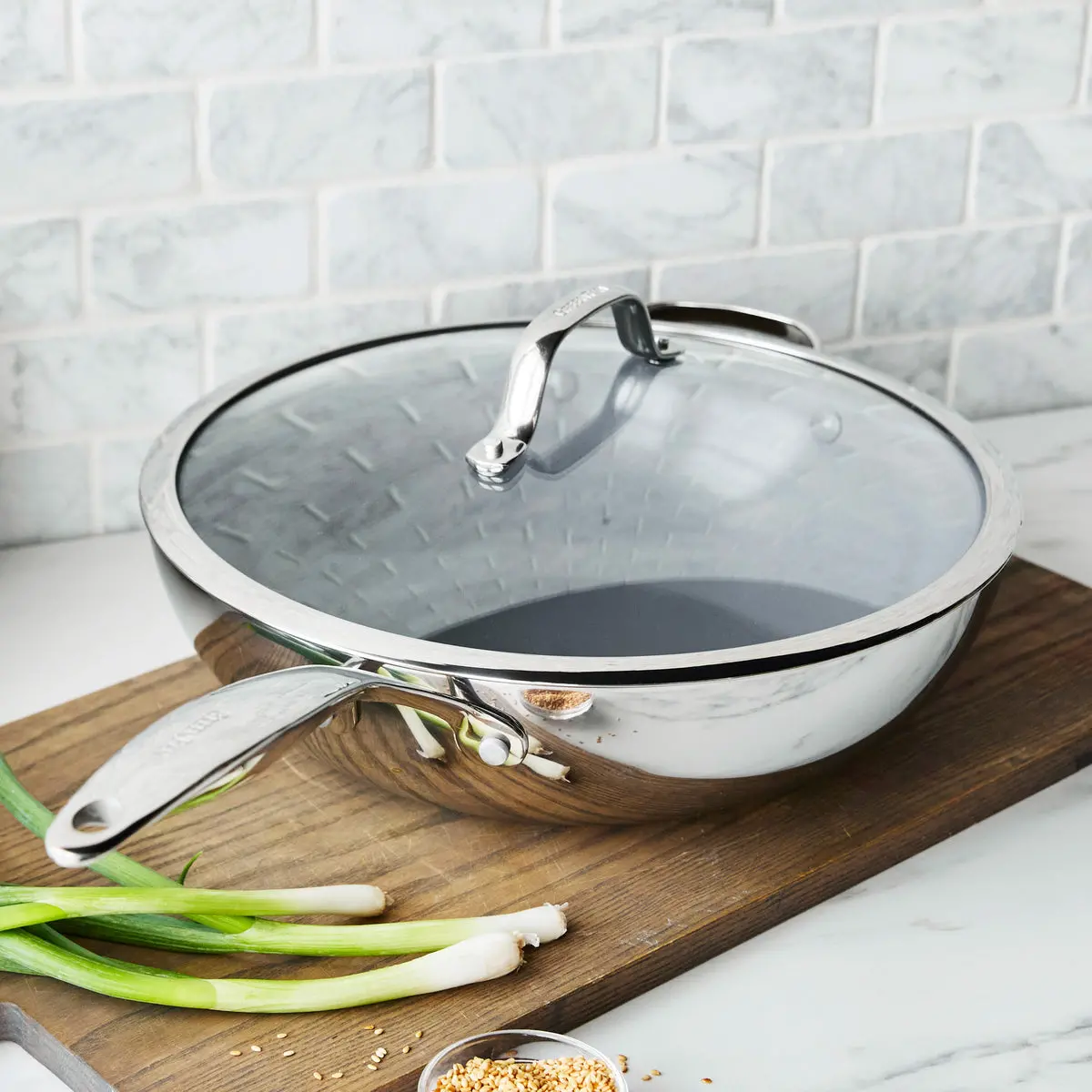 Valencia Pro Stainless Steel 12" Wok With Lid 2