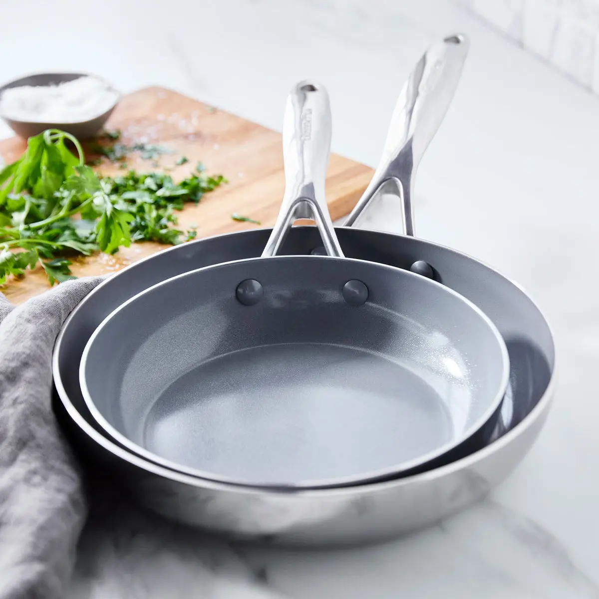 Valencia Pro Stainless Steel 8" And 10" Frypan Set 2