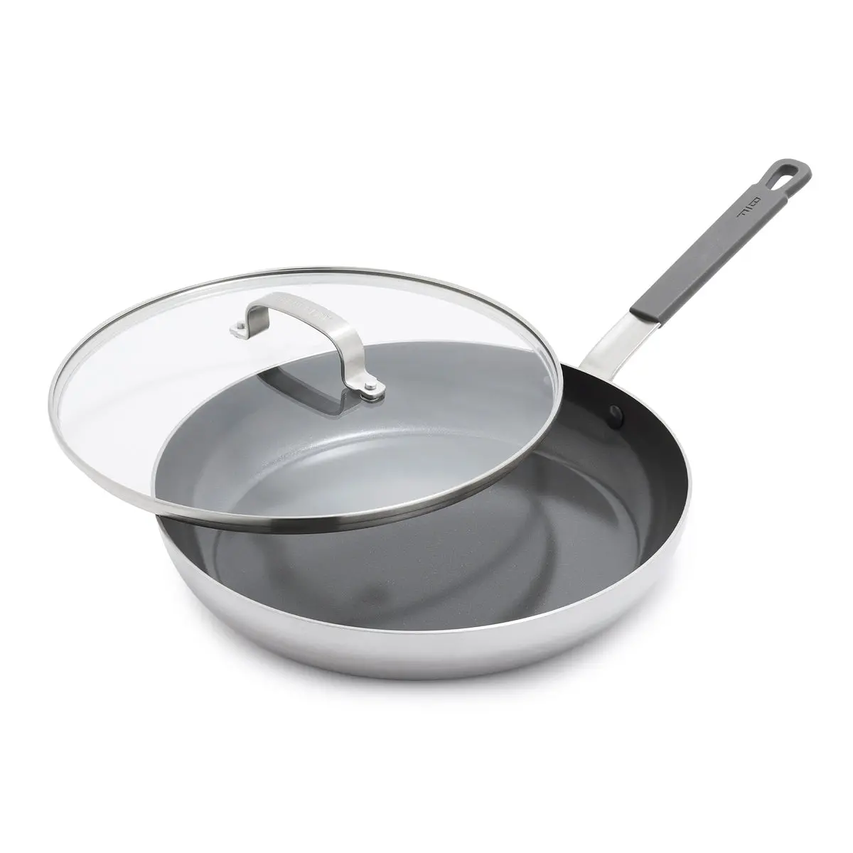 Bobby Flay By Greenpan Pfas-Free Nonstick Stainless Steel 12" Frypan With Lid 1