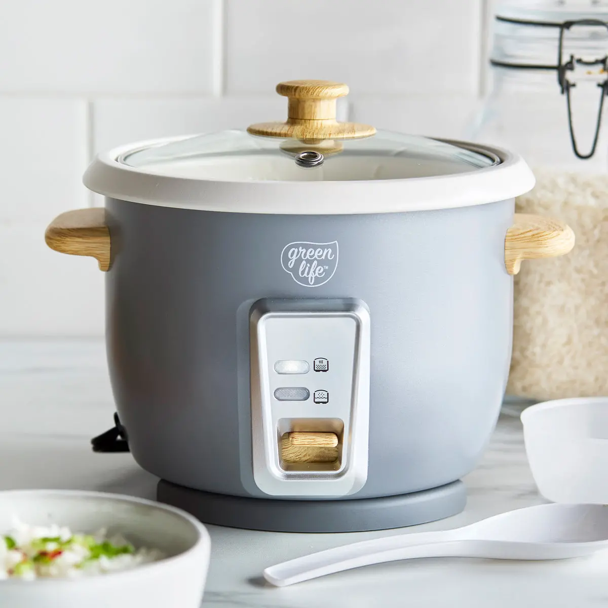 Greenlife 6-Cup Rice Cooker | Quartz Gray 2