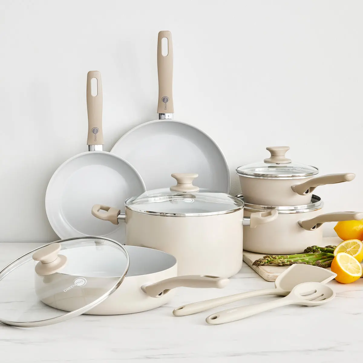 Dover Ceramic Nonstick 12-Piece Cookware Set | Taupe 2
