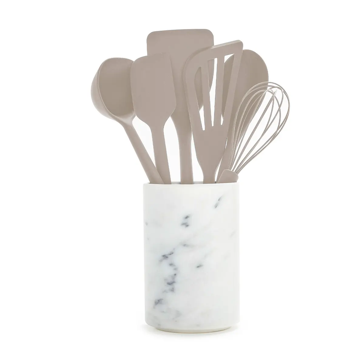 Platinum Silicone 7-Piece Utensil And Crock Set | Taupe 1