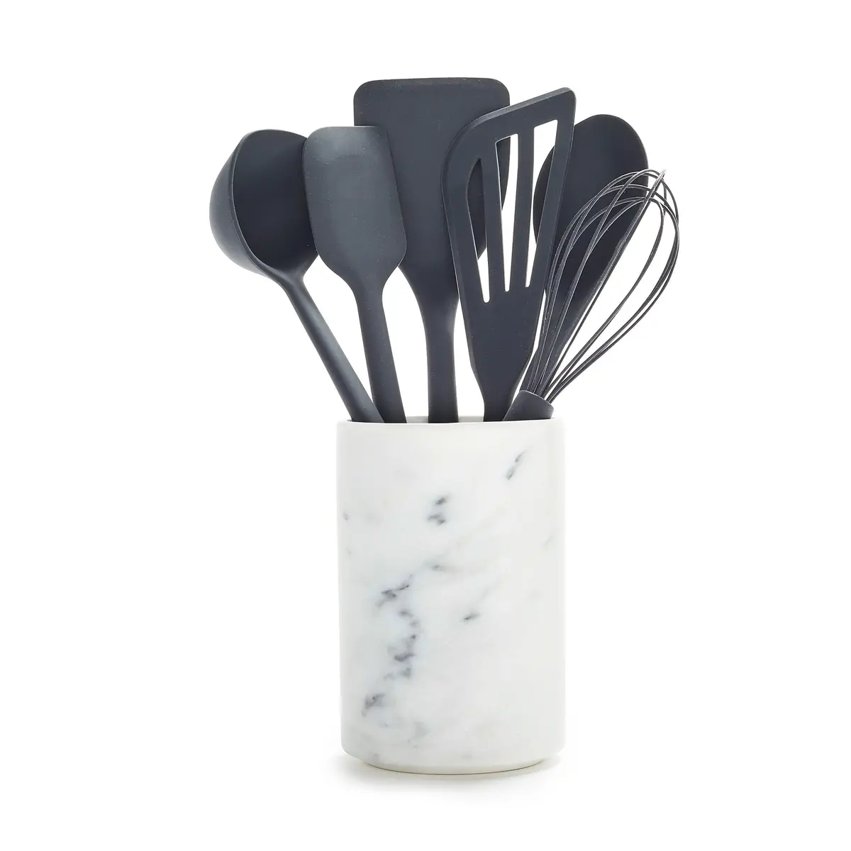 Platinum Silicone 7-Piece Utensil And Crock Set | Gray 1