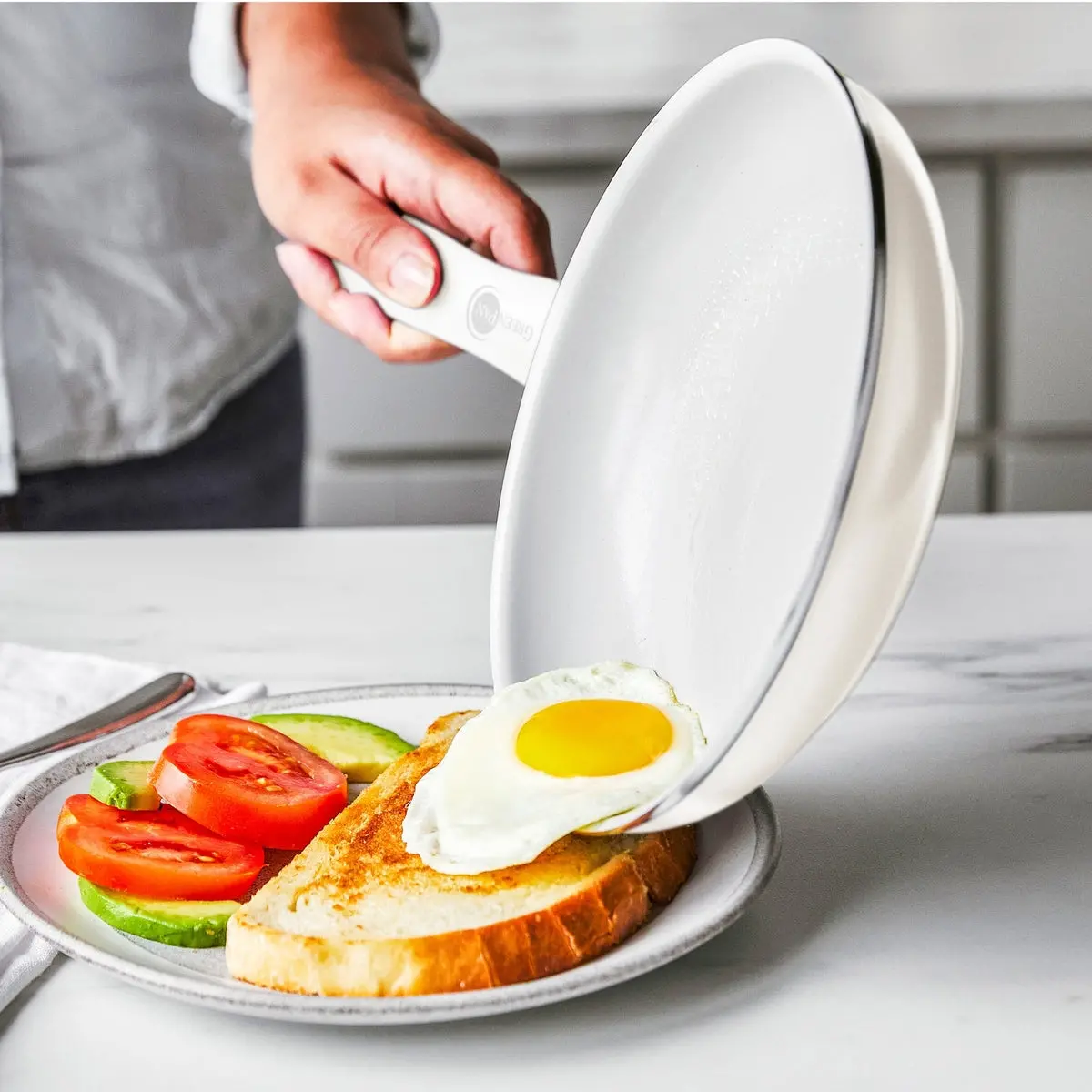 Dover Ceramic Nonstick 8" And 10" Frypan Set | Cream White 2