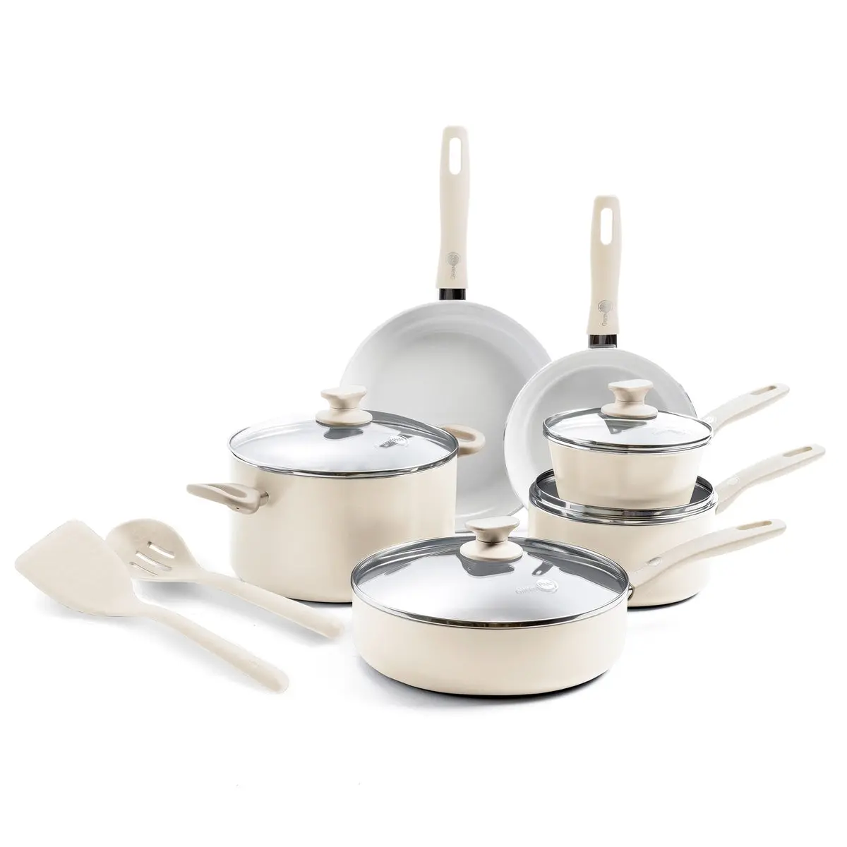Dover Ceramic Nonstick 12-Piece Cookware Set | Cream White 1