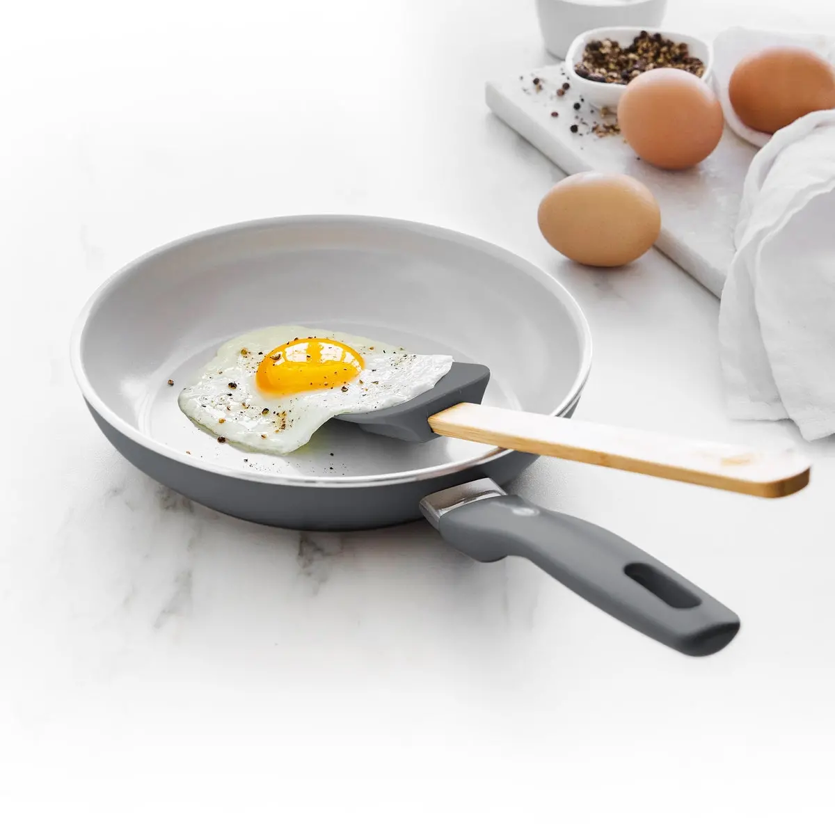 Dover Ceramic Nonstick 8" Frypan With Spatula | Charcoal Gray 2