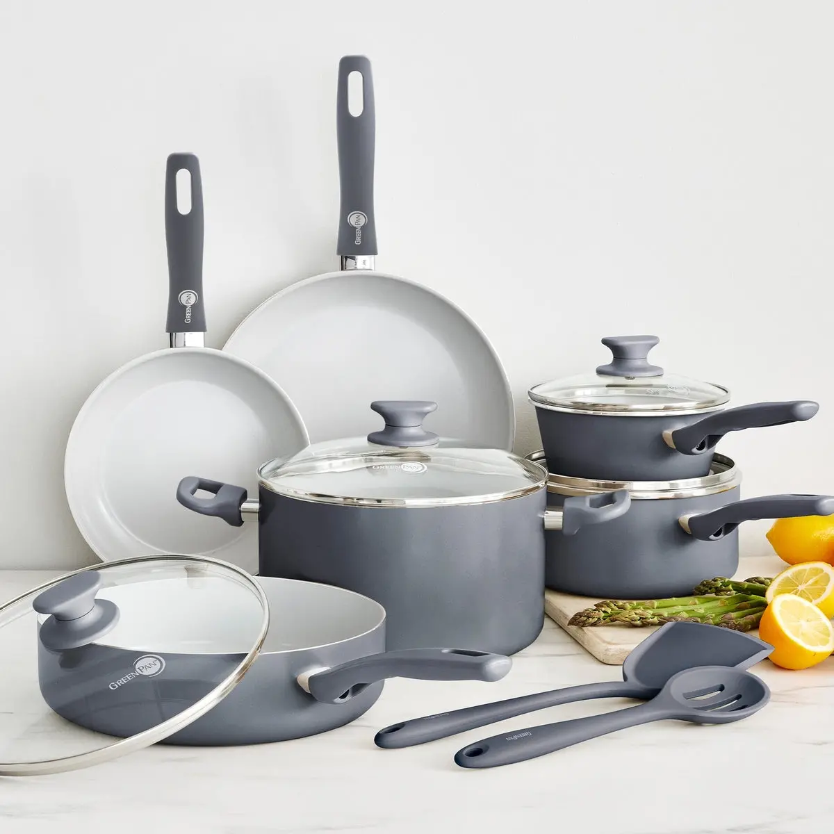 Dover Ceramic Nonstick 12-Piece Cookware Set | Charcoal Gray 2