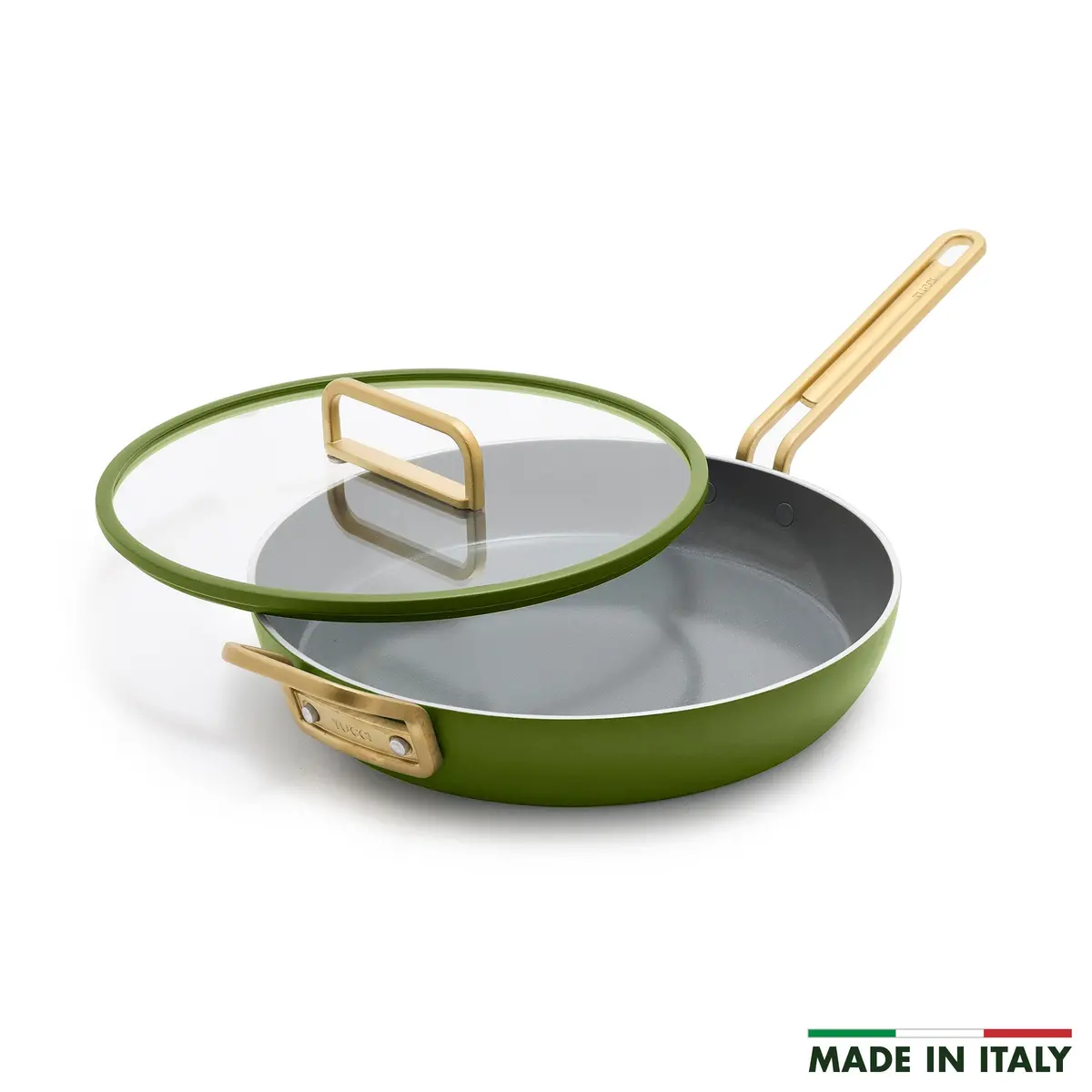 Stanley Tucci™ Ceramic Nonstick 12" Frypan With Lid | Tuscan Olive 1