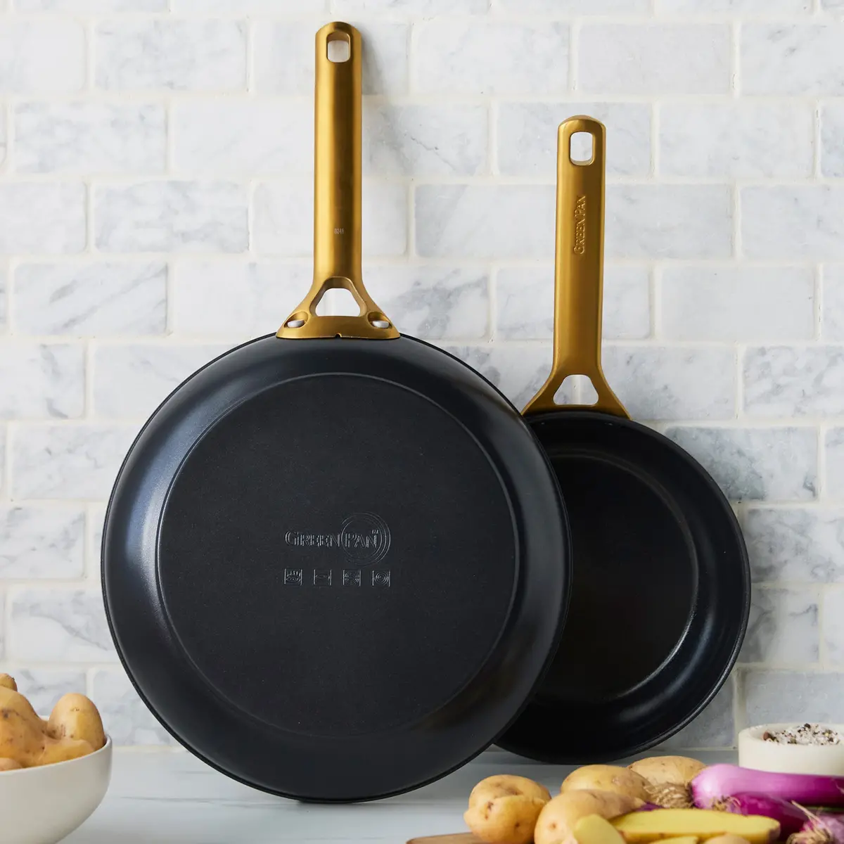Reserve Pro Ceramic Nonstick 10" And 12" Frypan Set | Black 2