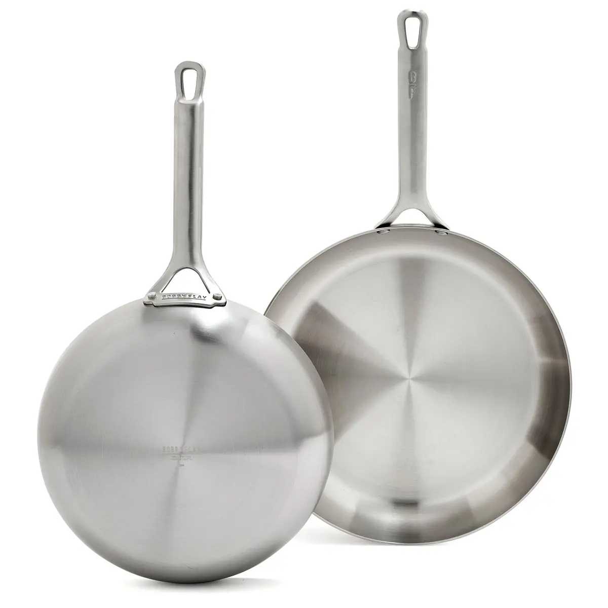 Bobby Flay By Greenpan Chef Series Uncoated Stainless Steel 10" And 12" Frypan Set 1