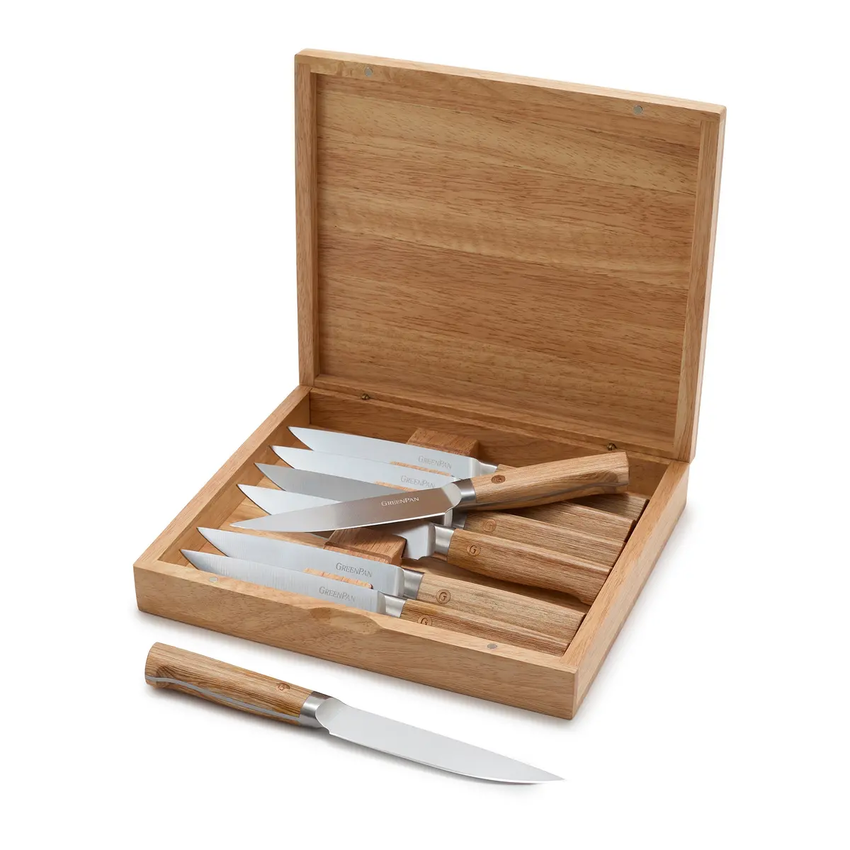 Elite Cutlery 8-Piece Steak Knife Set With Light-Wood Handles 1