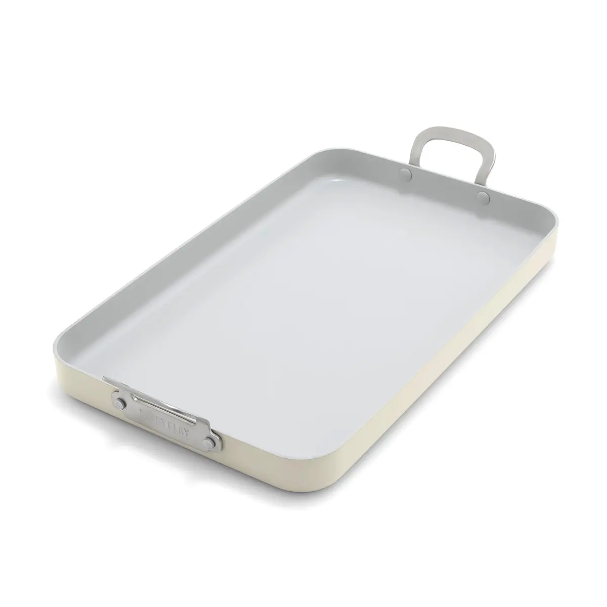 Bobby Flay By Greenpan Professional Ceramic Nonstick 18" X 11" Double Burner Griddle | Cream 1