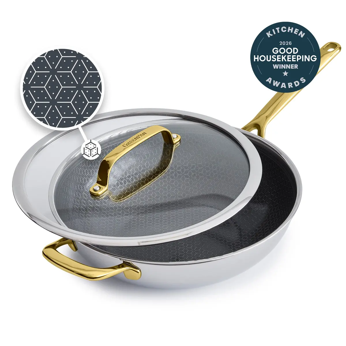 Spectra Gold Thermobond Hybrid Ceramic Nonstick 12" Wok With Lid 1