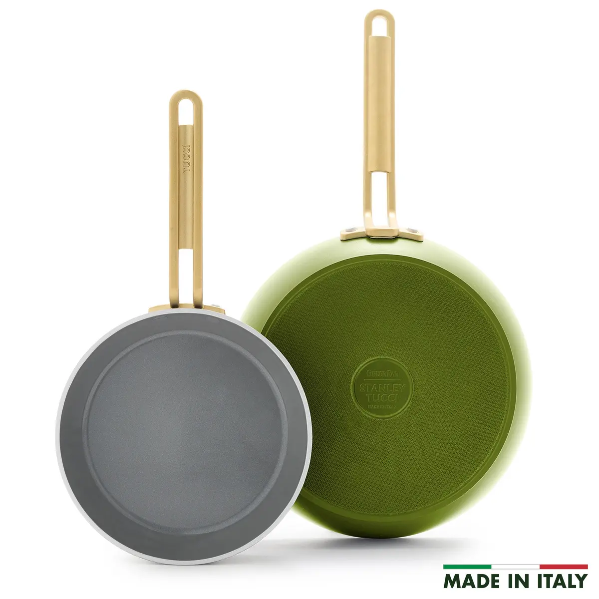 Stanley Tucci™ Ceramic Nonstick 8" And 10" Frypan Set | Tuscan Olive 1
