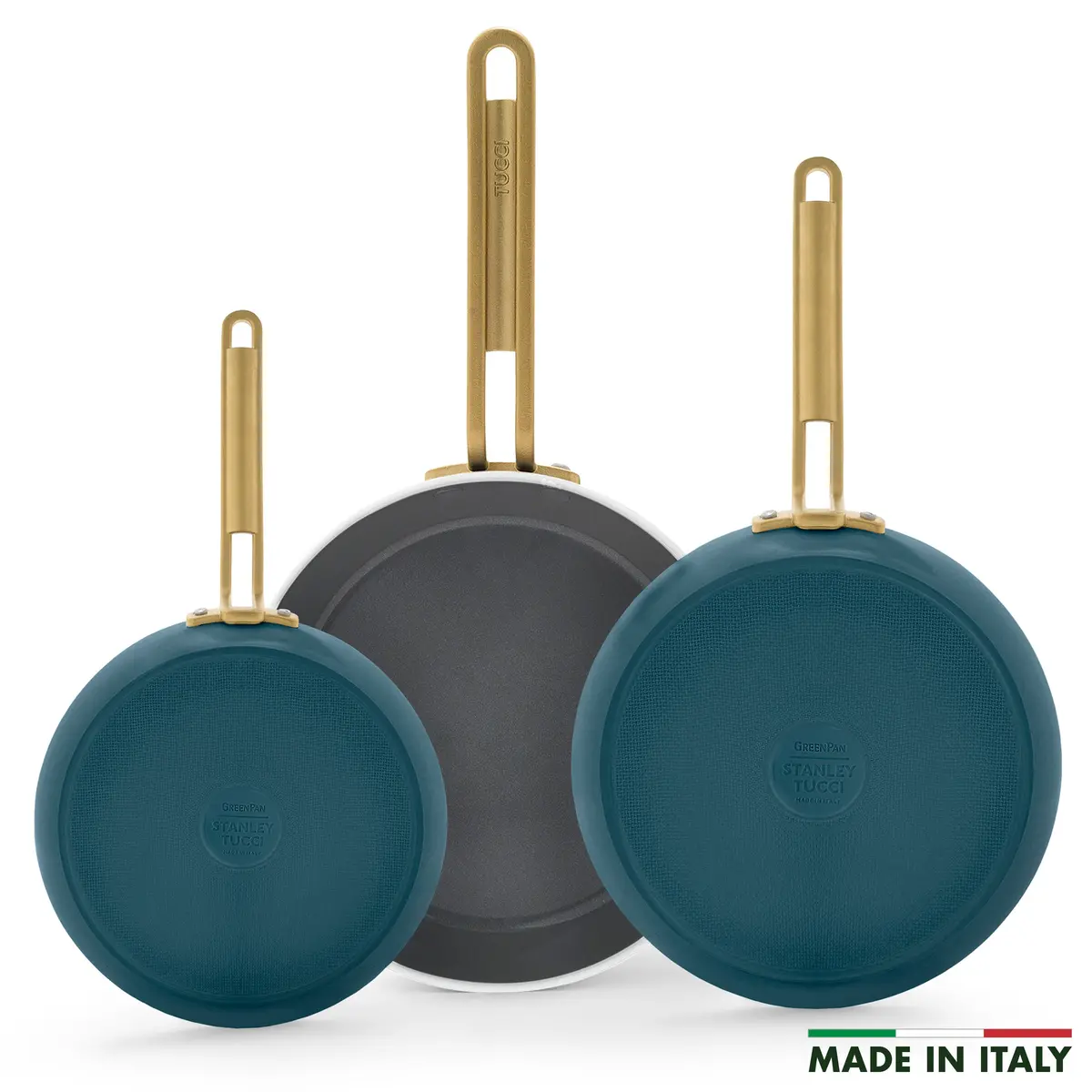 Stanley Tucci™ Ceramic Nonstick 8", 10" And 12" Frypan Set | Venetian Teal 1